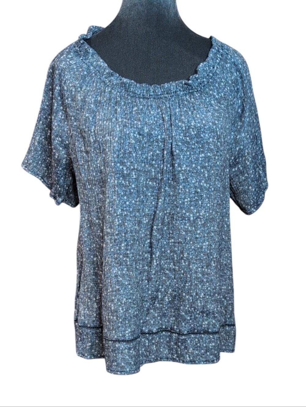 Wonderly Blue Floral Print Top Size 1X